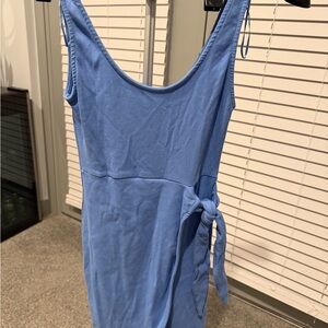 Zara Light Blue Ribbed Mini Dress